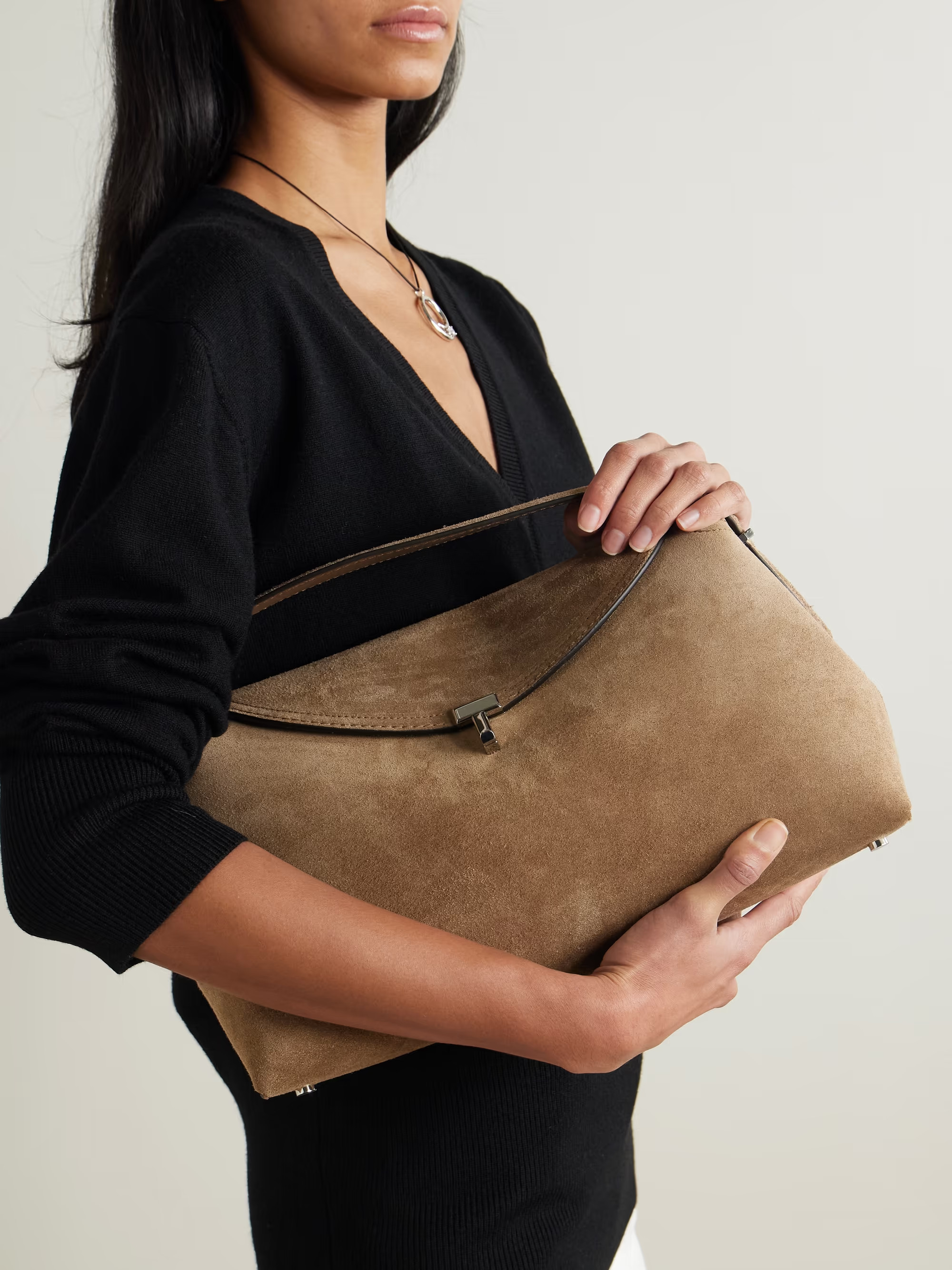 T-Lock suede shoulder bag | NET-A-PORTER (US)