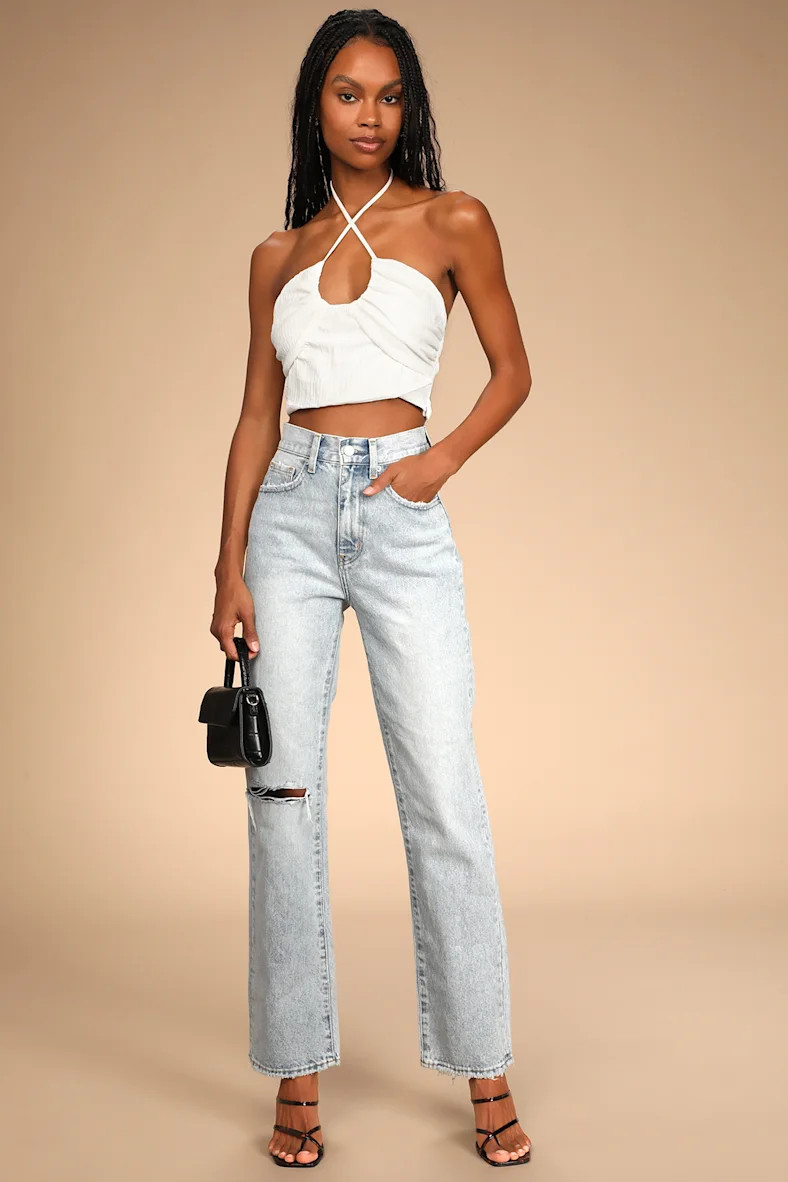 Follow the Breeze White Halter Crop Top | Lulus (US)