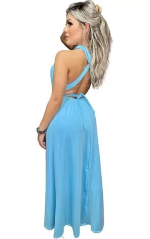 Vestido Multiformas Longo Festa Amarração Azul Serenity | Dafiti (BR)