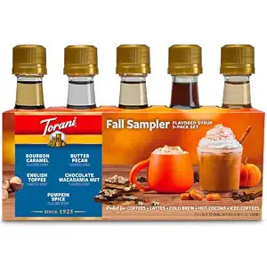 Torani Coffee Syrup Fall Sampler 5-Pack, Mini Syrups Gift Set – Bourbon Caramel, Butter Pecan... | Amazon (US)