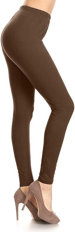 Leggings Depot High Waist Leggings for Women Buttery Soft 1 inch Waistband Solid Leggings - Reg, ... | Amazon (US)