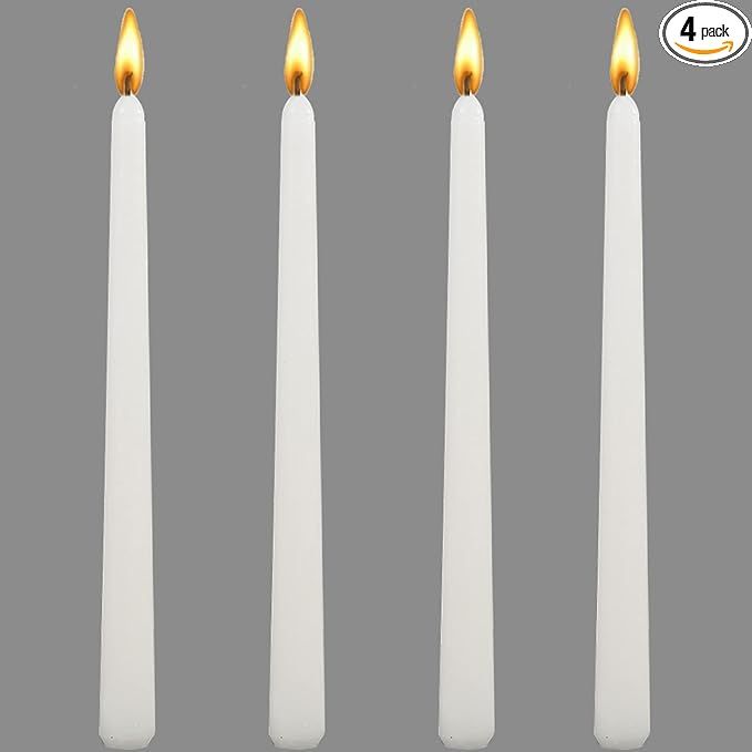 10 inch White Taper Candles-Set of 4 Taper Candles -Dripless and Smokeless,Tall Candlesticks, Hom... | Amazon (US)
