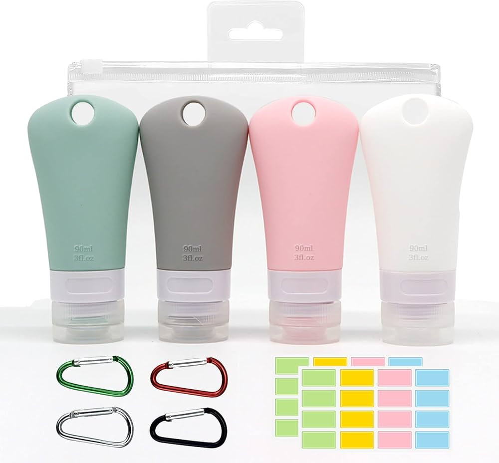 4 Pcs Silicone Travel Bottles Set,BetterJonny Leak Proof Squeezable Travel Tubes Set with Keychai... | Amazon (US)