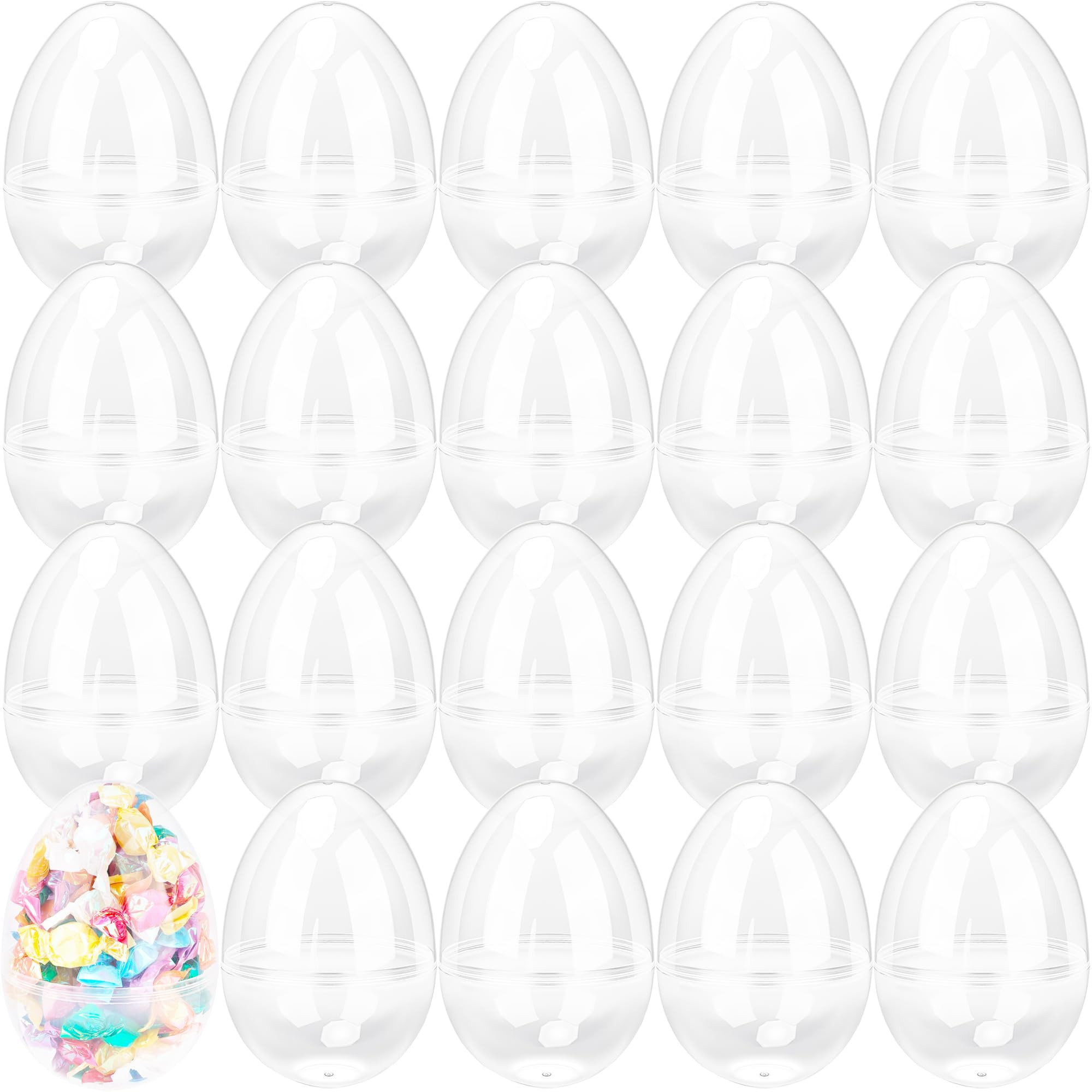 20 Pcs 5 Inch Large Clear Easter Eggs Big Transparent Easter Eggs Fillable Plastic Eggs Plastic S... | Amazon (US)
