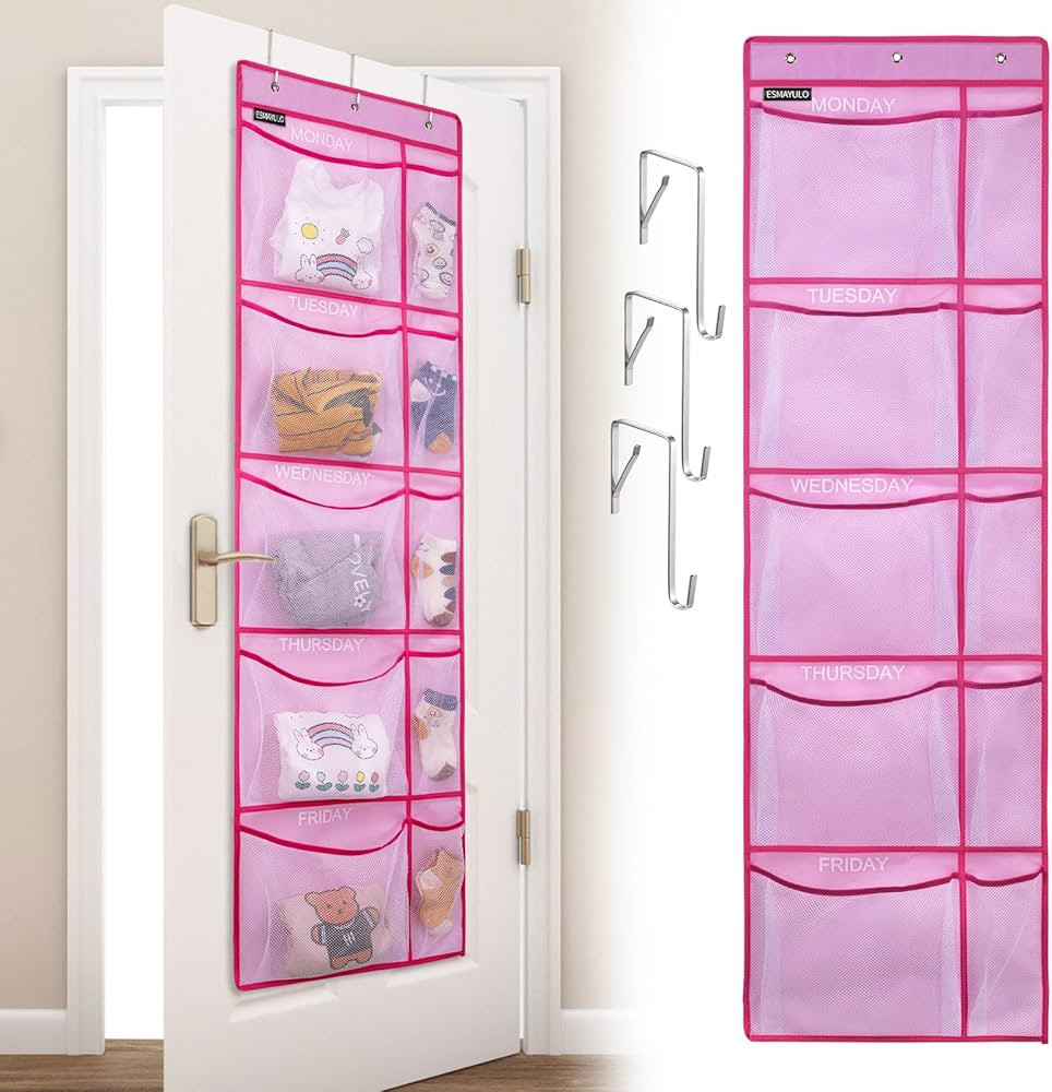 Hanging Closet Organizer, Weekly Kids Clothes Organizer, Day of Week School Clothing Storage, No ... | Amazon (US)