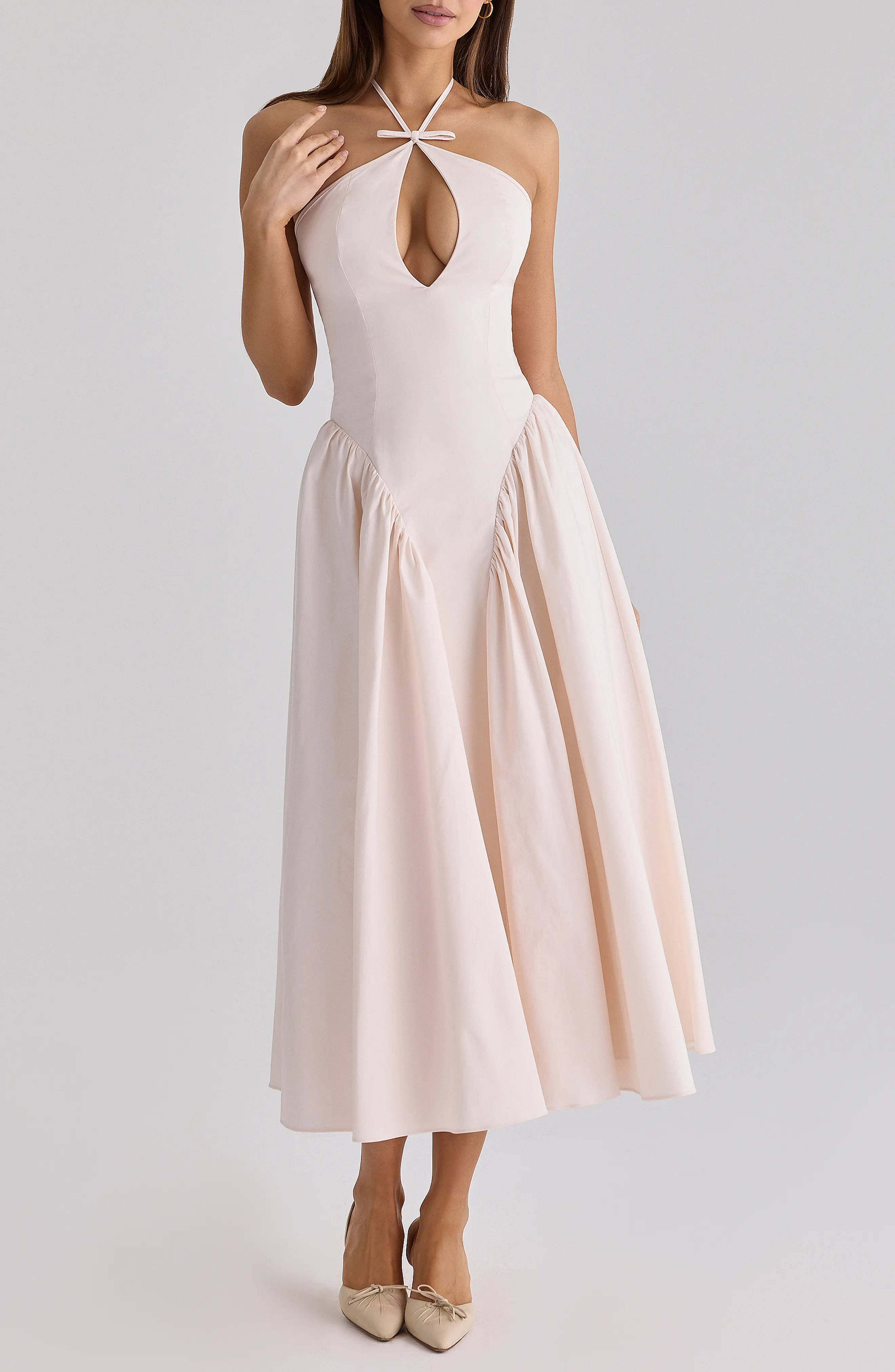 HOUSE OF CB Lilli Keyhole Halter Fit & Flare Cocktail Dress (Women) | Nordstrom | Nordstrom
