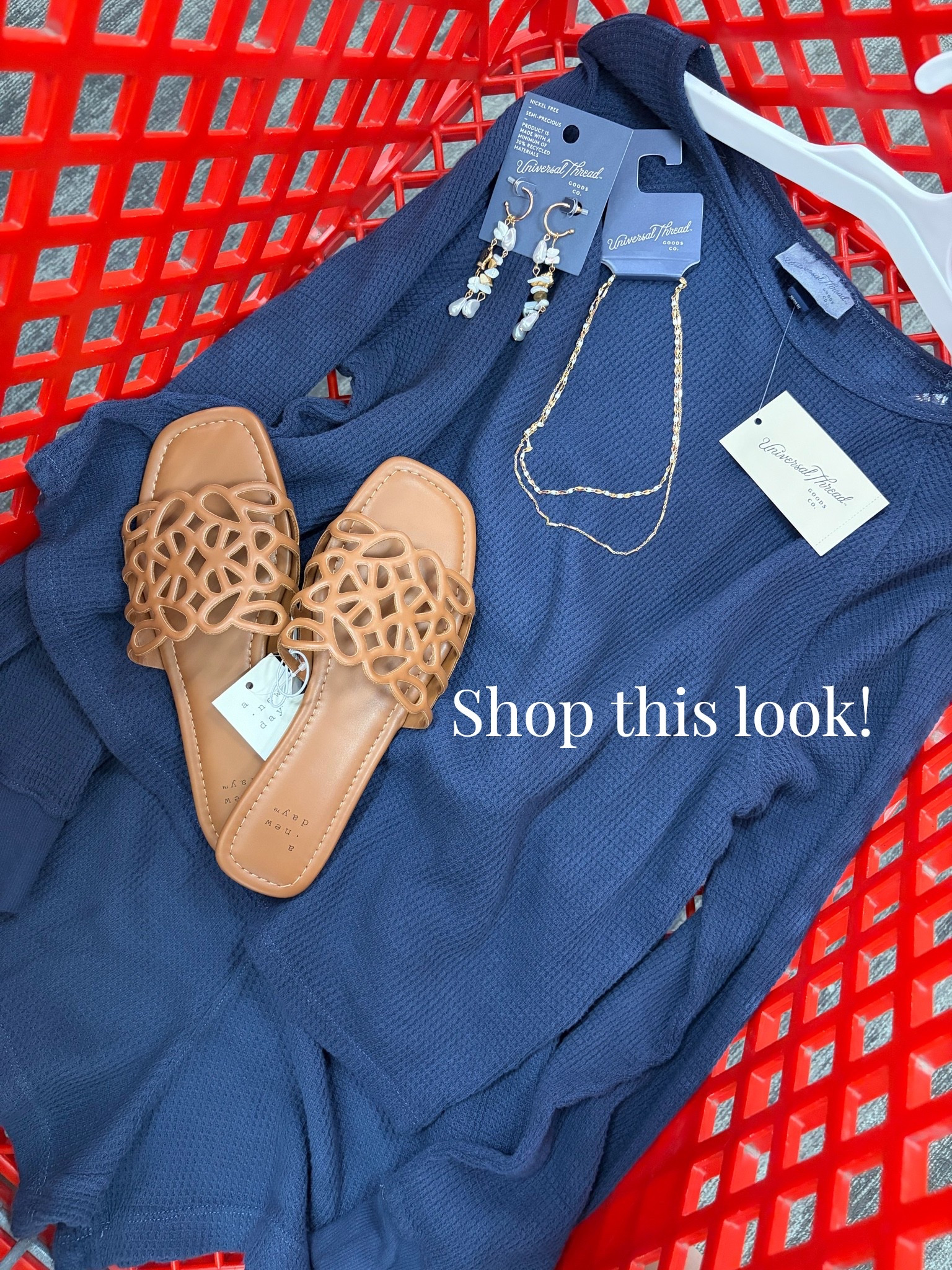 Swinging by Target this weekend? Add this navy textured matching set to your cart 🛒 Paired with cutout tan sandals, pearl drop earrings, and a layered gold chain necklace — it is the perfect easy summer outfit. All linked!

#LTKdayinmylife #LTKgrwm #LTKootd