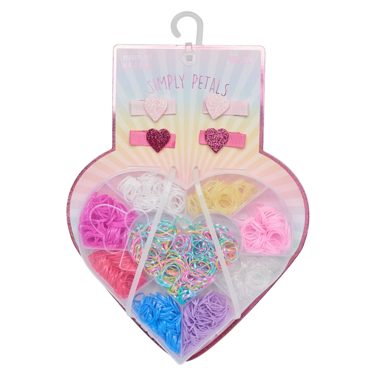 Simply Petals 1000pc Girls' Hair Elastics Accessory Gift Set with Har Ties Elastics & Glitter Hea... | Target