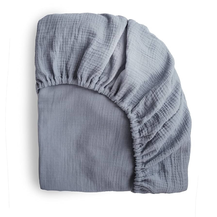 mushie Extra Soft Muslin Fitted Crib Sheet | 192 Thread Count | 28"x 52" (Tradewinds) | Amazon (US)