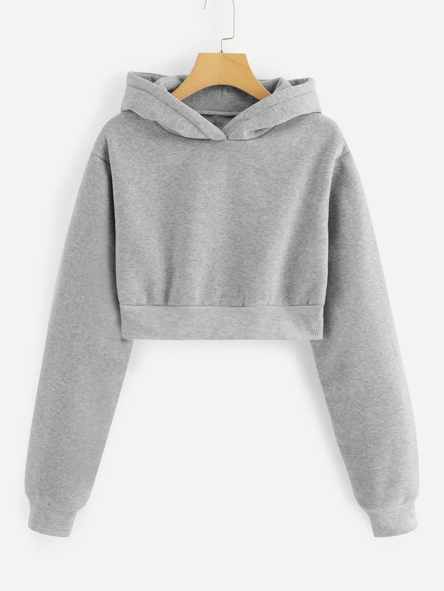 Hooded Crop Sweatshirt | SHEIN