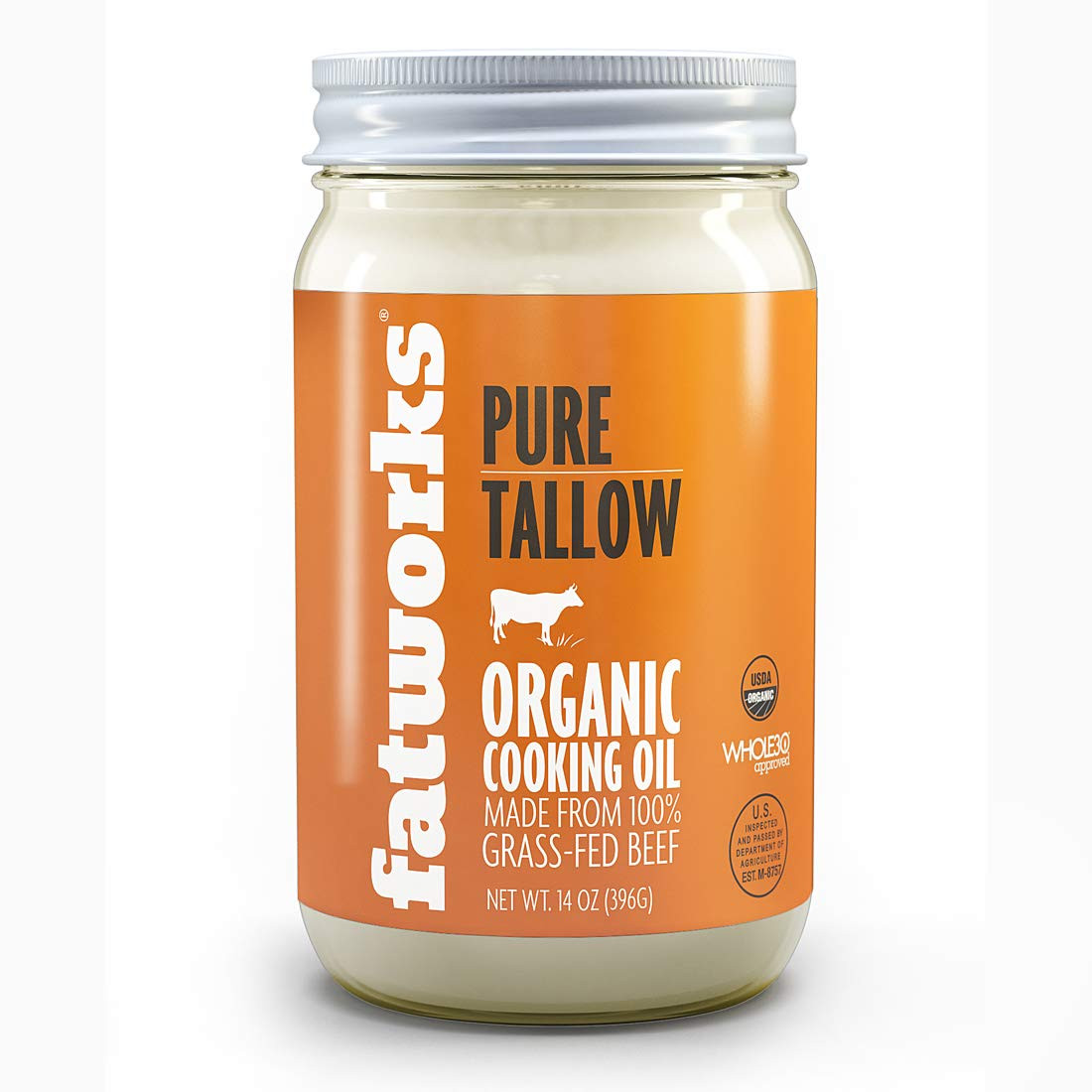 Fatworks Organic Grass-Fed Beef Tallow, Certified Organic Non-Gmo Pasture-Raised Beef Tallow, sou... | Amazon (US)