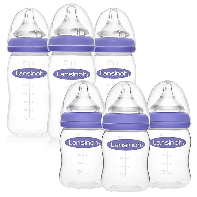 Lansinoh Anti-Colic Baby Bottles for Feeding Babies, 3 Count Each of 5 Ounces and 8 Ounces, 6 Bot... | Amazon (US)