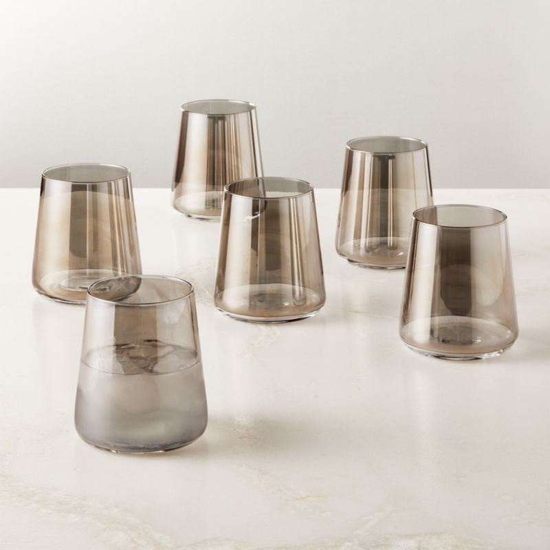 Neat Smoked Double Old Fashioned Glass Set of 6 + Reviews | CB2 | CB2