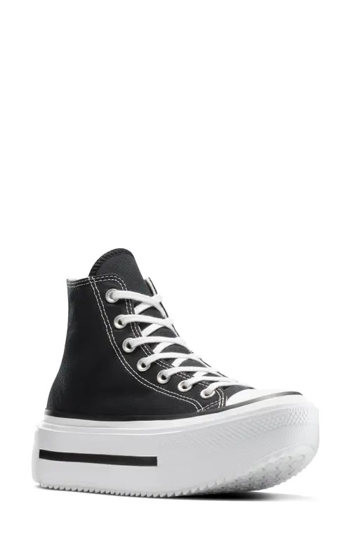 Converse Gender Inclusive Chuck Taylor All Star Lift Double Stack High Top Platform Sneaker in Black/White/Black at Nordstrom, Size 10 Women's | Nordstrom