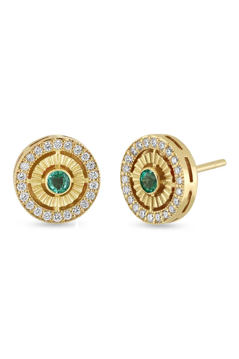 18K Gold El Mar Gemstone & Diamond Circle Stud Earrings (Online Trunk Show) (Women) | Nordstrom | Nordstrom