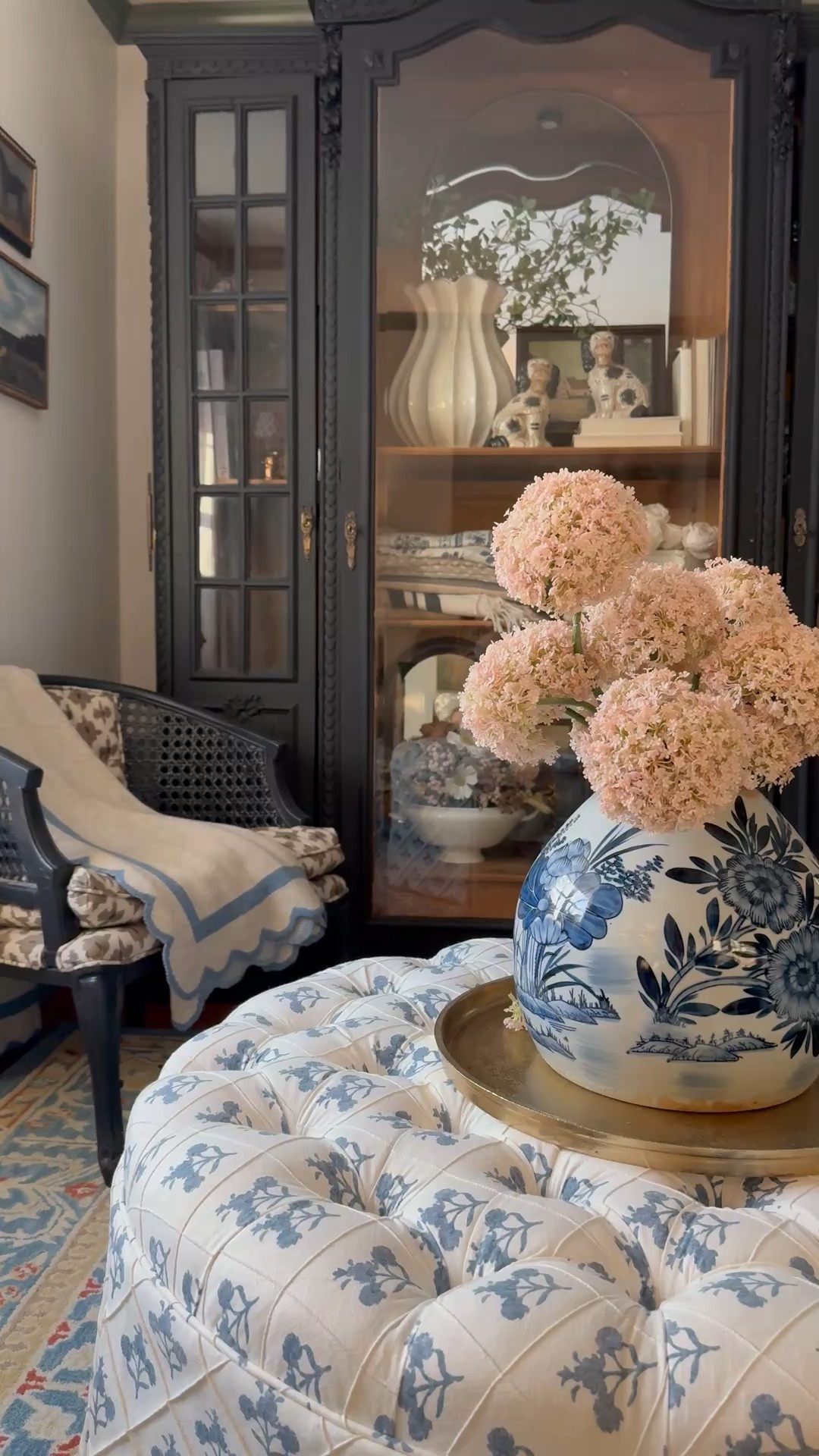 This beautiful stoneware ginger jar has been out of stock, but I found a couple of other links for it. Also, this custom round tufted ottoman is definitely my favorite custom piece of furniture in my home. Linen stripe custom curtains, scallop throw blanket, art, rug 

#LTKSaleAlert #LTKSeasonal #LTKHome