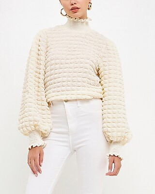 Endless Rose Textured Smock Neck Top | Express