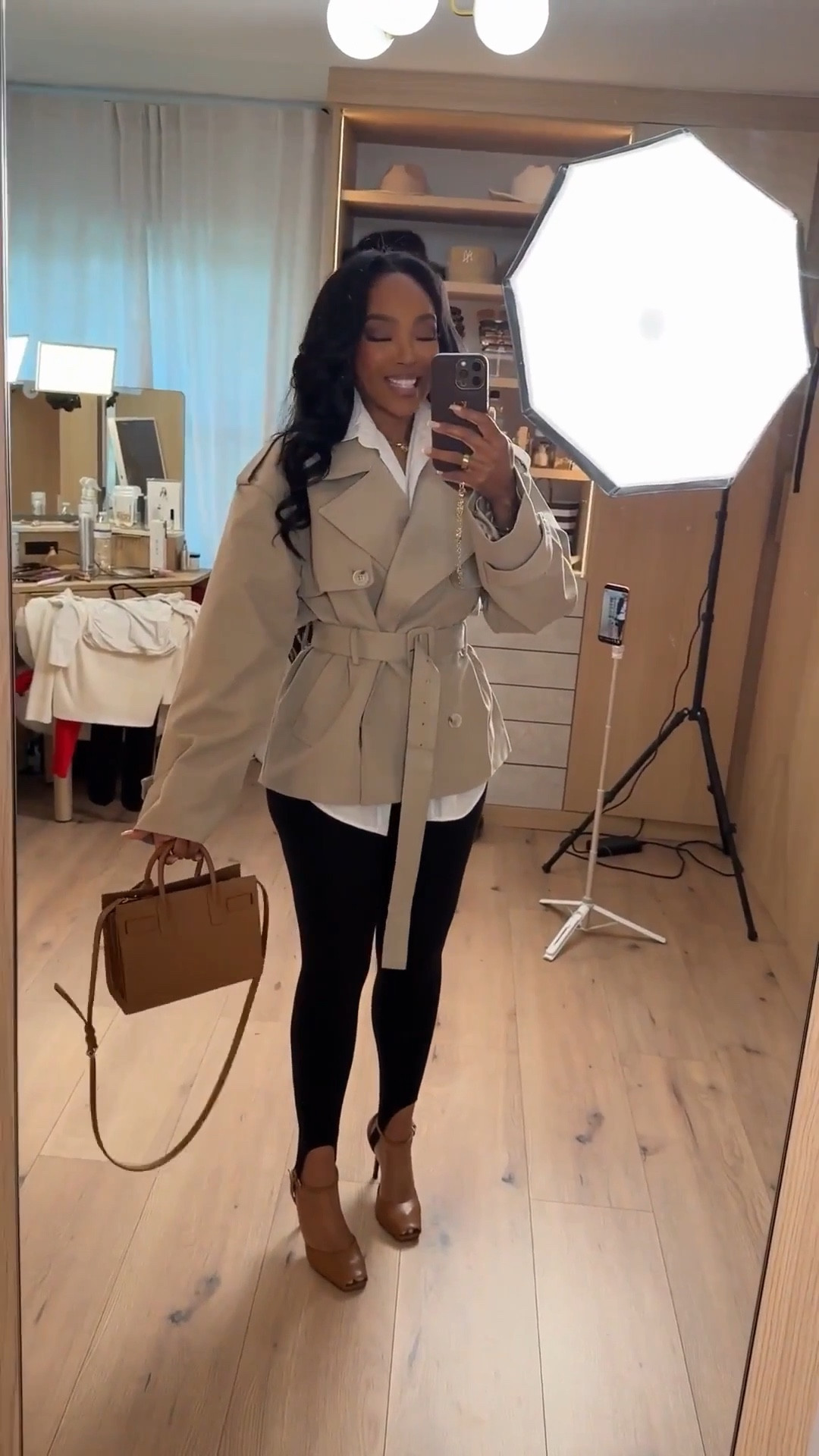 ✨ Timeless layers that work overtime — a belted trench styled with everyday staples for an elevated, wear-anywhere look. Polished enough for meetings, effortless enough for errands, and easy to restyle all season long. A true long-term shopping piece where cost per wear keeps dropping.

Perfect for workdays, casual dinners, travel days, and everyday errands.

📏 Sizing:
Trench coat: Size Small  
Button-down: Size Small  
Leggings: Size Small  
Heels: True to size  

📐 Measurements:
Height: 5'4"  
Weight: 138 lbs  
Bust: 34D  
Waist: 27"  
Hips: 40"  

This outfit is styled multiple ways in my closet — a smart long-term shopping strategy with endless outfit potential. Save this post to revisit later and tap to get details.

Classic trench coat outfit, neutral layering pieces, everyday leggings outfit, elevated casual style, fall layering outfit, versatile wardrobe staples, polished everyday look, long-term shopping pieces, cost per wear staples.

Follow me on Instagram and YouTube @kirasfashionfinds