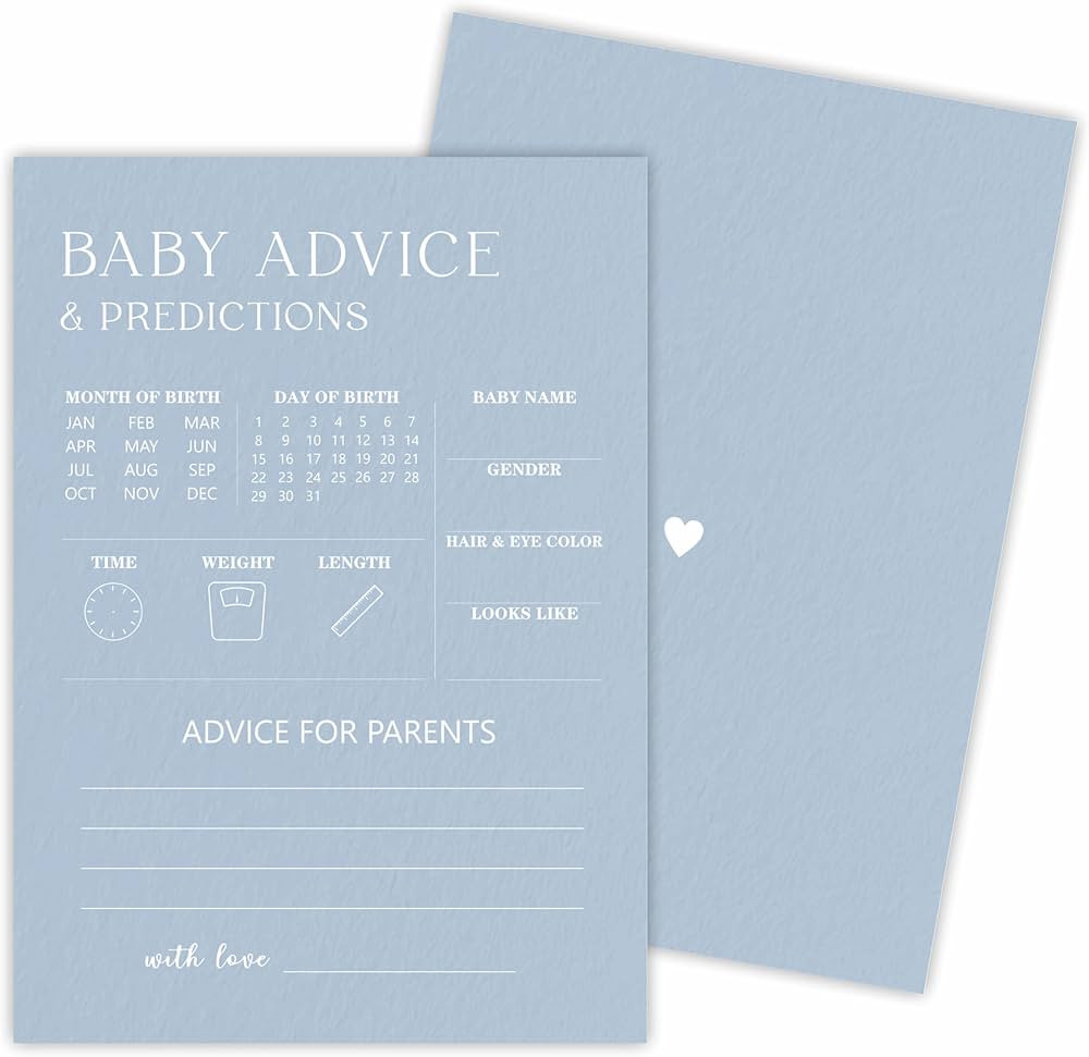 Baby Shower Game Kits - Minimalism Baby Prediction & Advice - Mist Blue - 30 Game Cards Included,... | Amazon (US)