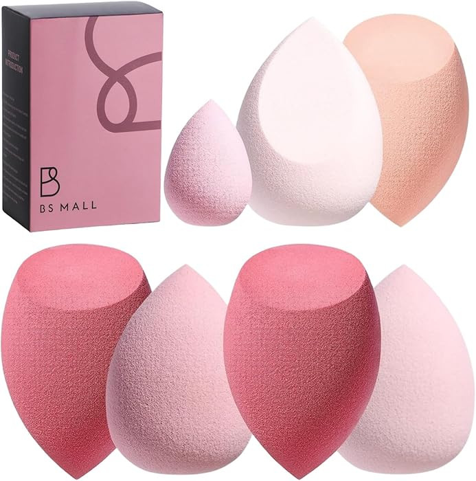 Makeup Sponge Set BS-MALL with Storage Case 7 Pcs for Liquid, Cream, and Powder,SAVE Foundation w... | Amazon (US)