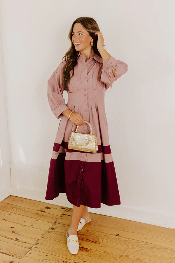Hopeless Romantic Button Down Midi in Dusty Purple | Impressions Online Boutique