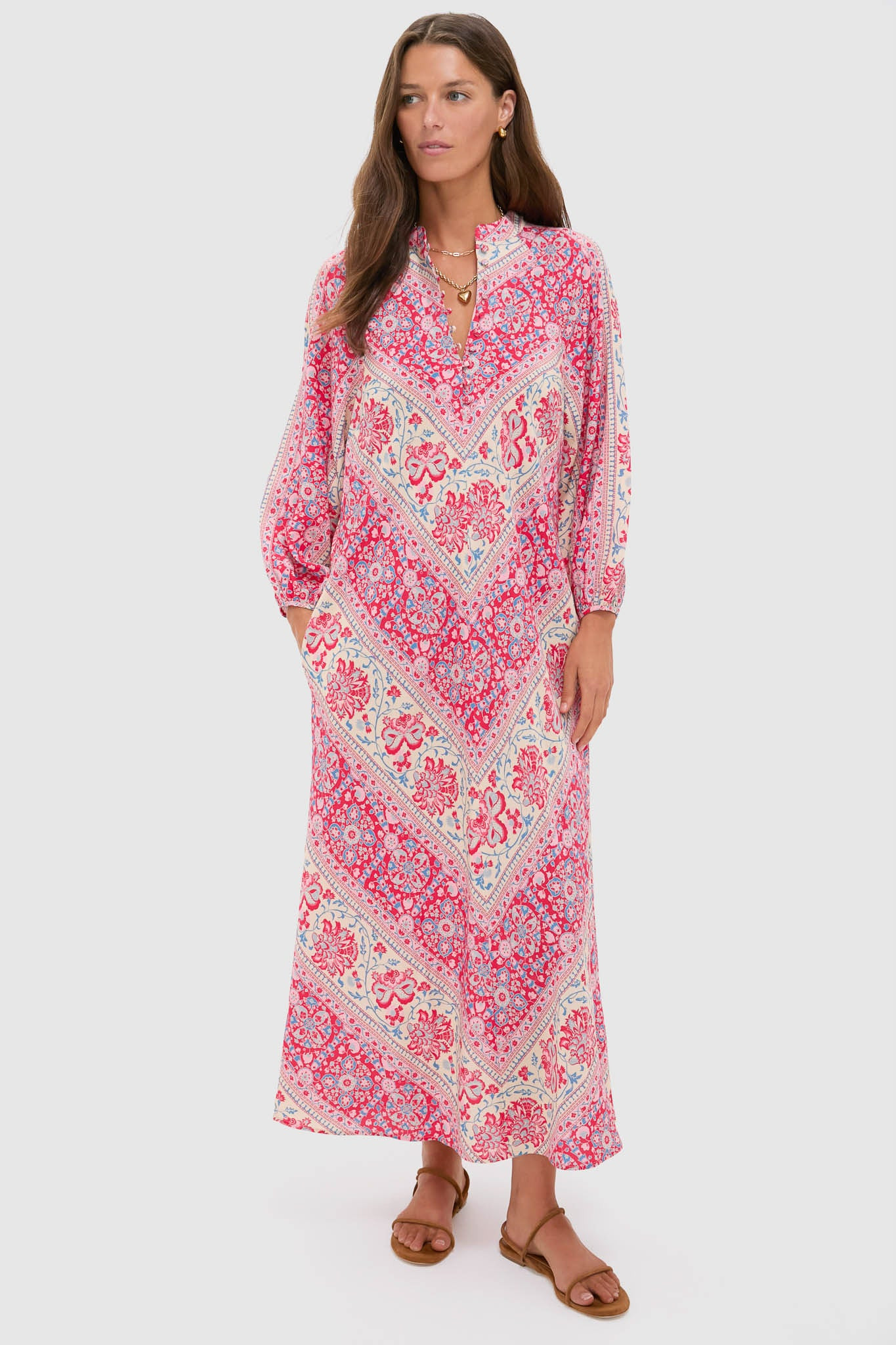 Cerise Chevron Maryse Caftan | Tuckernuck (US)