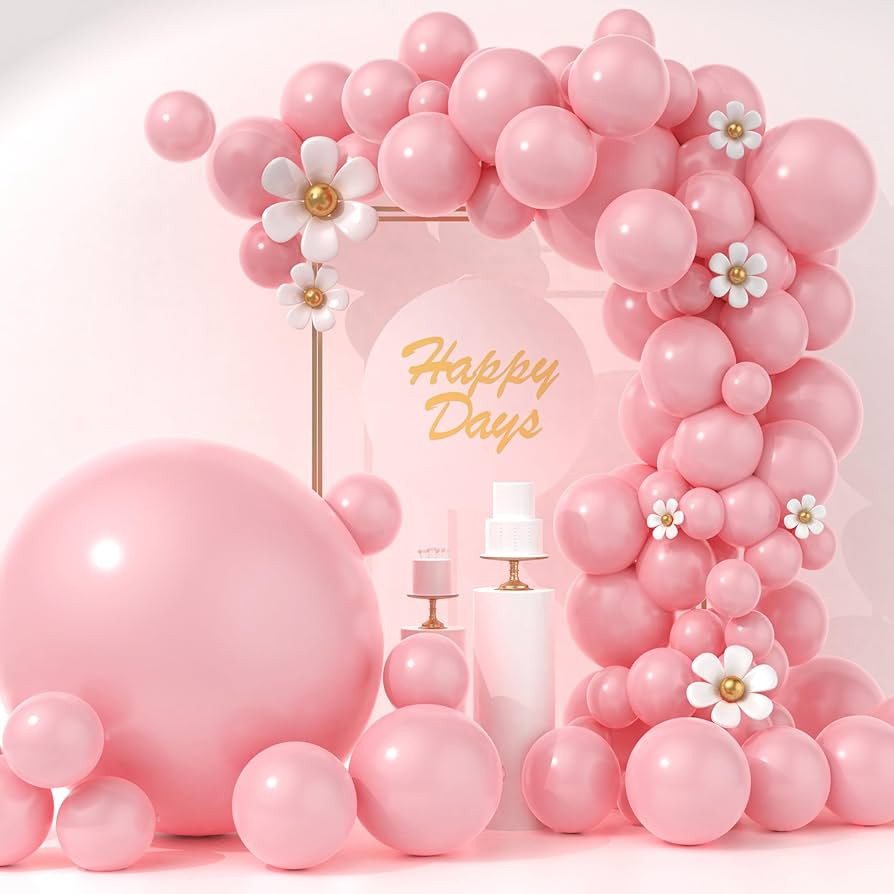 125Pcs Baby Pink Balloons Arch Kit with 5 Sizes 36" 18" 12" 10" 5", Including Giant Balloon, Arch... | Amazon (US)