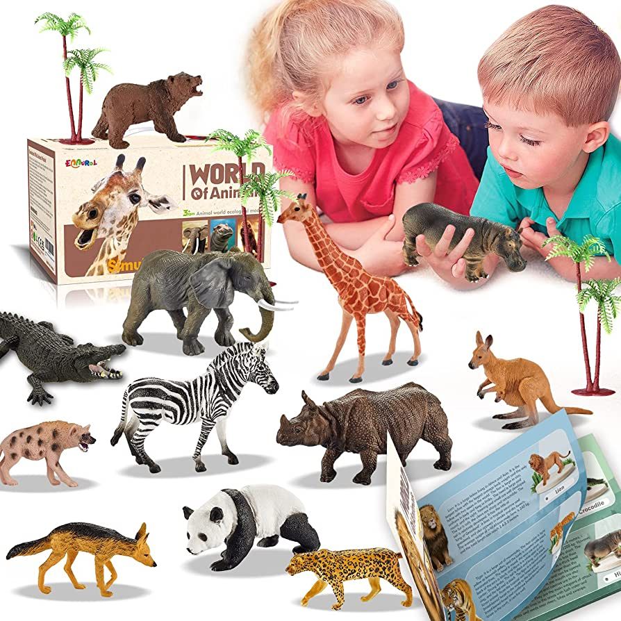 31 Pcs Safari Animals Figures including 24 Realistic Jungle Playset Toys Zoo Animals for Toddlers... | Amazon (US)