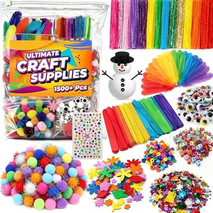 Yameer Arts and Crafts Supplies for Kids 1500+ Pcs - All in One DIY Art Craft Supplies for Kids a... | Amazon (US)