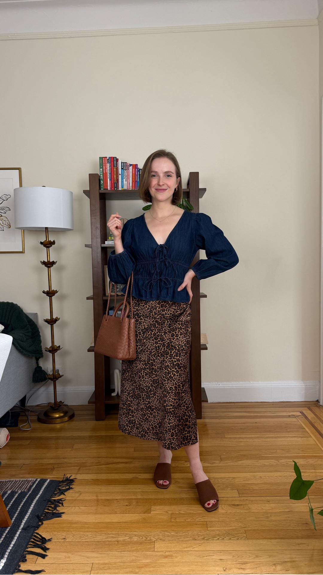 Spring outfit for women. Xs petite denim top on stackable sale code ADDON. size 7 sized up sandals 

#LTKSaleAlert #LTKPetite