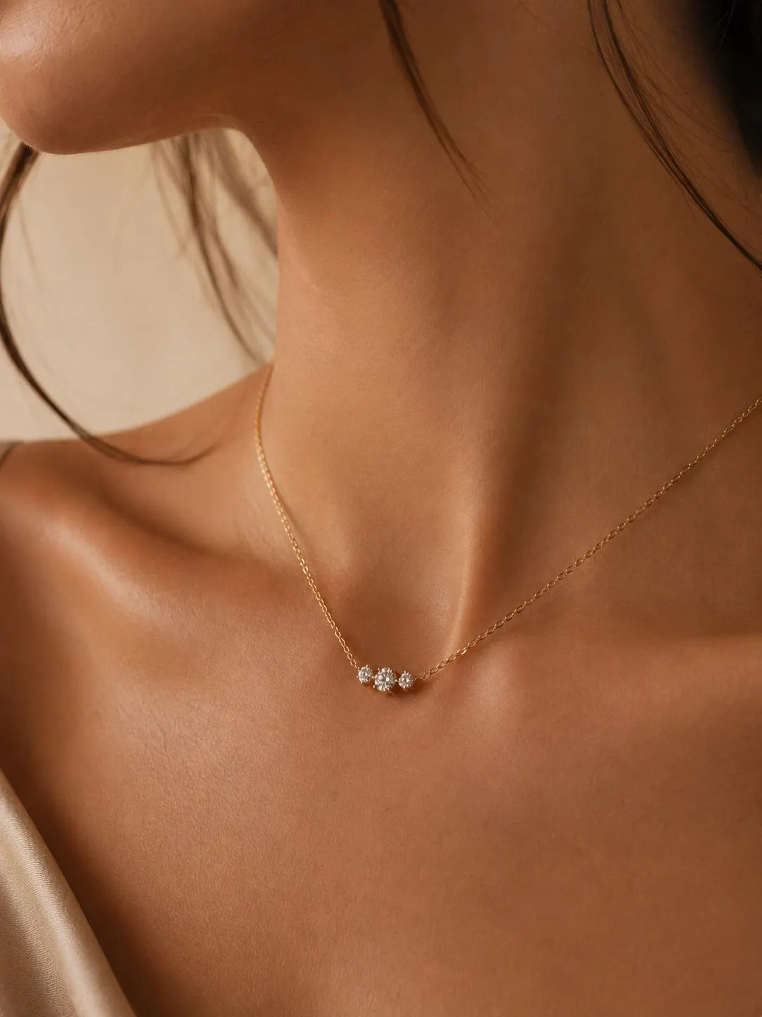 18K Solid Gold Diamond Solitaire Necklace, Classic Diamond Choker, Real Gold Necklace, Collarbone Necklace, Fine Jewelry Gift for Her | Etsy (Global)