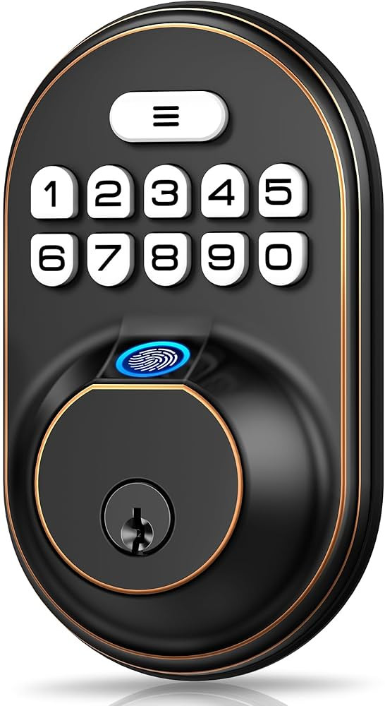 Veise Fingerprint Door Lock, Keyless Entry Keypad Deadbolt, Anti Peeping Password, Auto Lock, Eas... | Amazon (US)