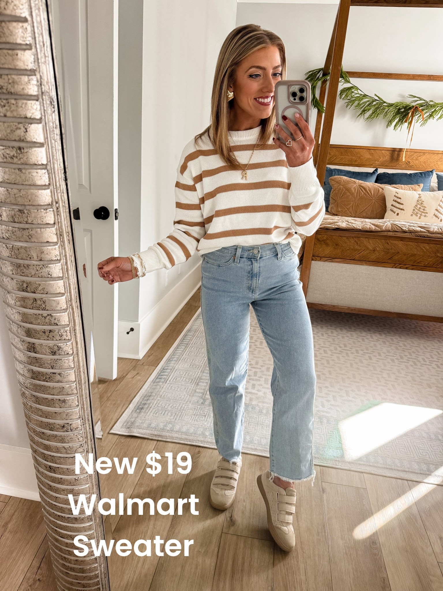 New $19 Walmart Sweater – The Perfect Neutral Stripe 🤍✨

This new $19 Walmart striped sweater is such a good everyday staple. The neutral stripe pattern goes with everything and makes it so easy to style for daily wear. It’s lightweight, comfy, and perfect for layering or wearing on its own, making it a go-to for school drop-off, errands, casual weekends, and everyday mom life.

I styled this head-to-toe Walmart outfit with classic jeans and sneakers for an effortless, polished look. The sweater also comes in several color options, so it’s one of those affordable pieces you’ll want in more than one shade.

✨ Only $19
✨ Neutral stripe design
✨ Comes in multiple colors

#WalmartFashion #WalmartFinds #WalmartStyle #StripedSweater #NeutralStyle #AffordableFashion #EverydayOutfits #CasualStyle #MomStyle #LTKFinds