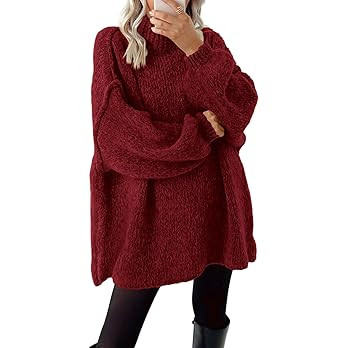 BTFBM Sweaters for Women Fall 2026 Long Sleeve Mock Neck Cable Knit Oversized Sweater Pullover To... | Amazon (US)