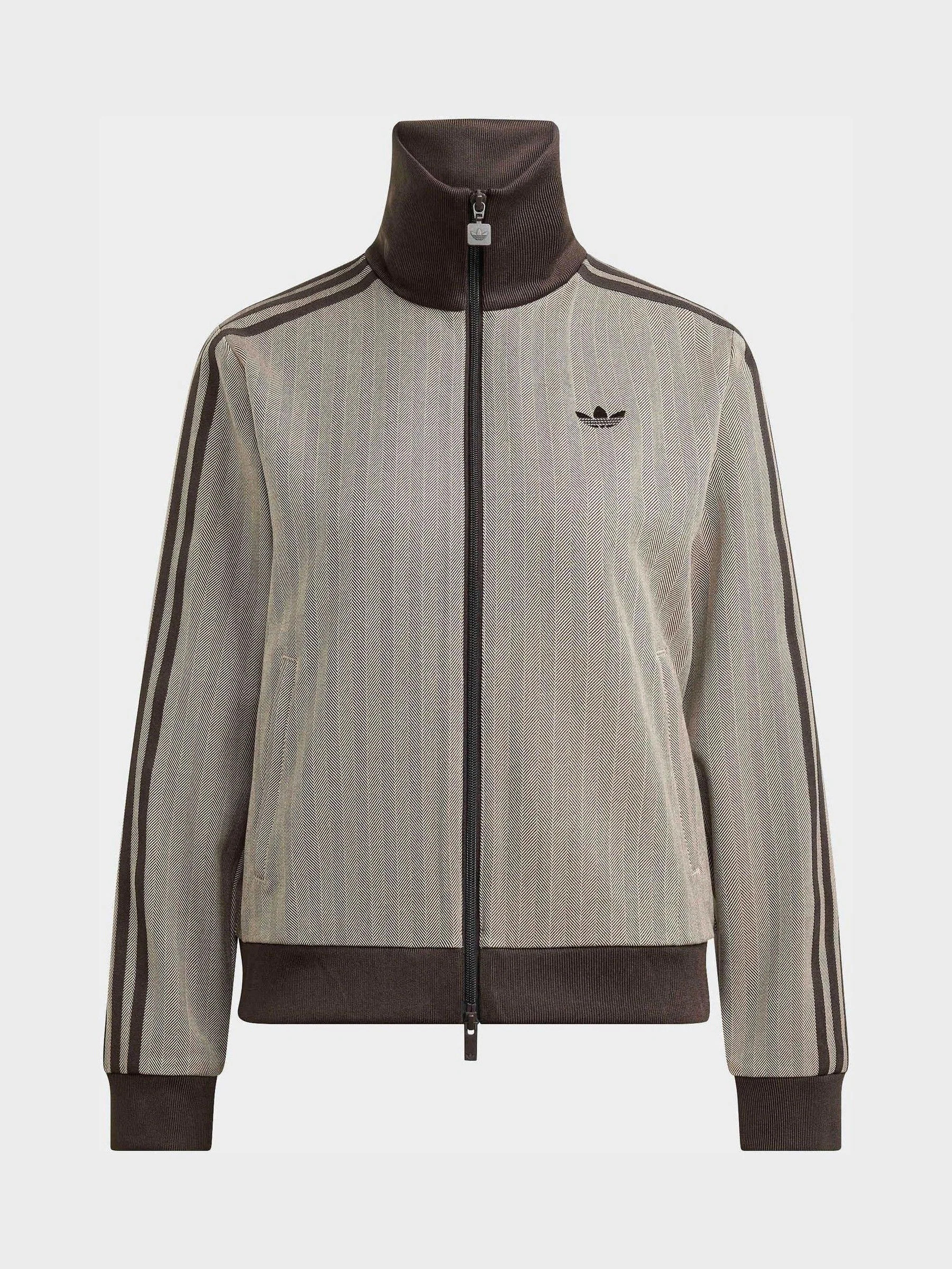 adidas originals adidas Originals Light Brown Tweed Herringbone Classic Track Top Jacket | Next US