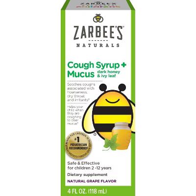 Zarbee's Naturals Children's Cough & Mucus Reducer Syrup - Natural Grape - 4 fl oz | Target