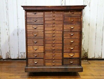 Antique Apothecary Cabinet 33 Drawer Oak Hardware Store Counter Industrial | eBay US
