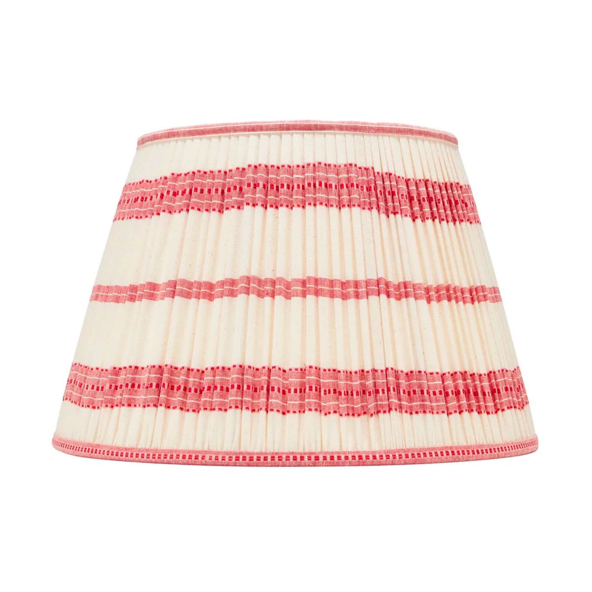 Embroidered Red Stripe Pleated Lamp Shade - Available in Multiple Sizes | The Well Appointed House, LLC