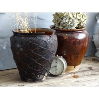 Antique Pottery Plant Pot, Planter, Ceramic Vase Jar, Rustic Farmhouse French Indoor Garden Flower Pot | Etsy (US)