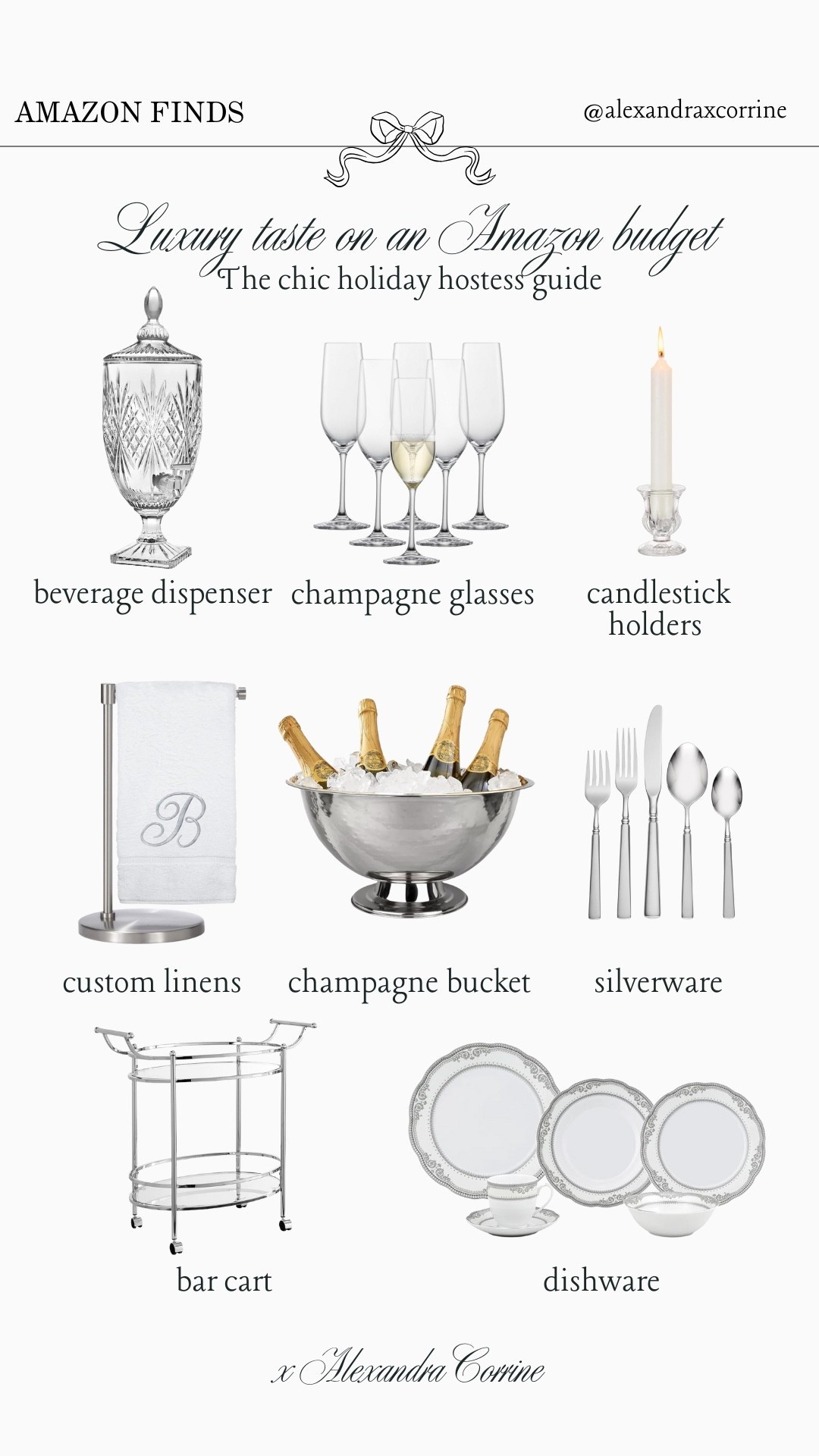 Amazon hosting essentials for the chic hostess 🍸🤍

Hosting, Amazon home finds, Amazon finds, luxury on a budget, bougie on a budget, host, holiday hosting essentials, silver, glassware, champagne, china, dinnerware, bar cart, crystal, custom, personalized 

#LTKHoliday #LTKHome