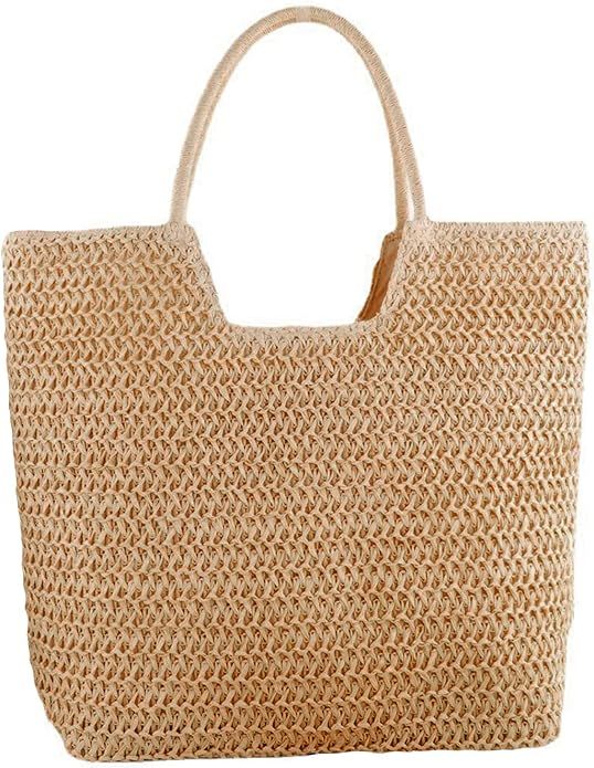 Womens Straw Beach Bag Summer Shoulder Bag Woven Handbag | Amazon (US)