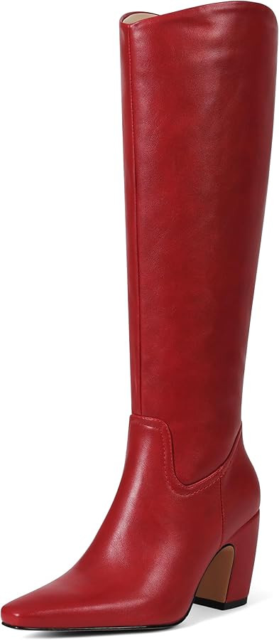 Oiamenne Knee High Boots for Women Soft Square Toe Chunky Heel Tall Boots Comfortable Wide Calf L... | Amazon (US)