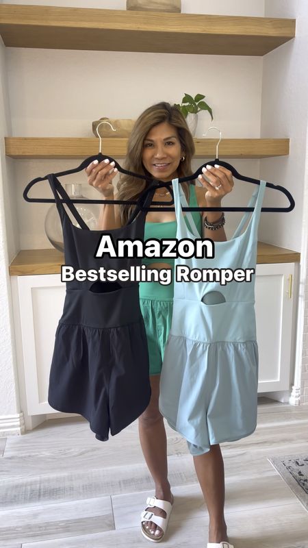 Viral Free People-inspired runsie or romper
in small, tts. Green, Black, Sage: these have the built-in biker shorts. 
I’m linking them in 2 Amazon stores and have and love them both.
All shoes fit tts including the New Balance viral sneakers. 
You can wear sports bra and pasties and I’m linking both that I wear with this romper.
Amazon finds, Free People-look-for-less, white sneakers, sandals, romper, runsie, fitness, exercise outfit, casual outfit,perfect Disney outfit, spring break, summer vacation, summer outfit, theme park outfit. 
#LTKfindsunder50

#LTKVideo #LTKActive #LTKOver40