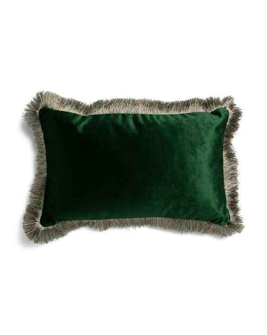 Made In Usa 13x20 Luxury Velvet Fringe Feather Filled Pillow | TJ Maxx