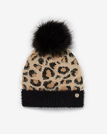 faux fur pom beanie | Express