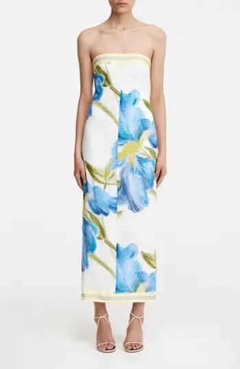 Significant Other Tess Floral Print Strapless Column Dress in Iris Bouquet at Nordstrom Rack, Size 4 Us / 8 Au | Nordstrom Rack
