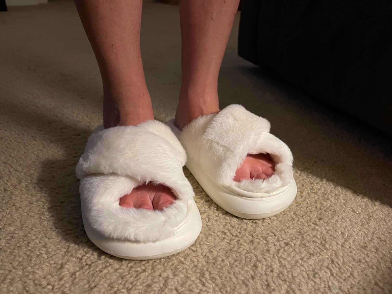 Koknwoa Womens Slippers Fuzzy Slippers House Slippers Plush Furry Fur Open Toe Cozy Memory Foam Hous | Amazon (US)