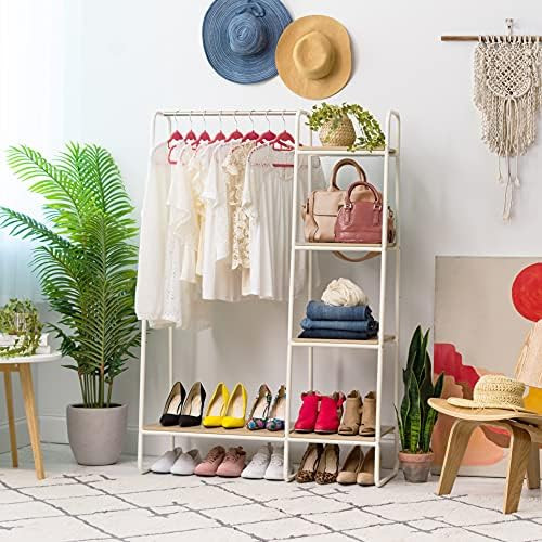 IRIS USA PI-B3 Standing Garment Metal, Clothing Rack with Bottom Shelf, White | Amazon (US)