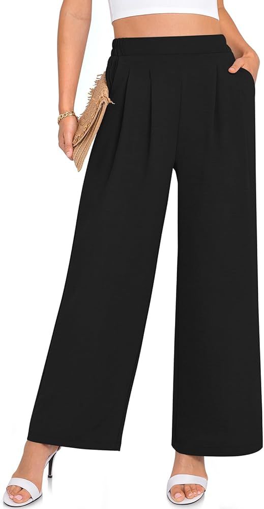 TARSE Womens Dress Pants Wide Leg Work Business Casual Trousers Palazzo Flowy High Elastic Waiste... | Amazon (US)