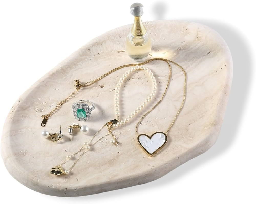 BCS Marble Jewelry Tray Trinket Dish, Decorative Cloud Vanity Key Tray for Women, Perfume Ring Ho... | Amazon (US)